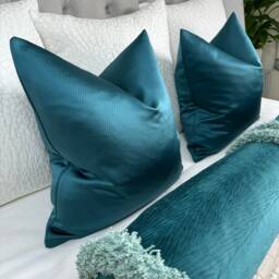 Scatter Teal Cushion Cover, Textured Sateen Pillow Luxury - thumbnail 2