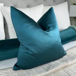 Scatter Teal Cushion Cover, Textured Sateen Pillow Luxury - thumbnail 1