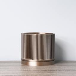 Mid-Century Modern Planter With Drainage & Saucer in Shiny Bronze, Unique 3D-Printed Plant Pot, Small To Large Sizes, Perfect Gift - thumbnail 2