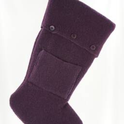 Christmas Stocking Boiled Wool Buttons Pocket Bplum Purple Berry Repurposed Winter Sweater Upcycled Recycled 155 - thumbnail 2
