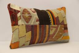 Lumbar Pillow, Patchwork Sofa Pillow, 12x20 in 30x50 cm, Vintage Turkish Kilim Pillow, Home Cushion Cover Boho Pillow Koef-978 - thumbnail 1