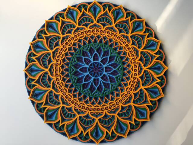 Colorful Multilayer Mandala Wall Art - Laser Cut Plywood - image 1