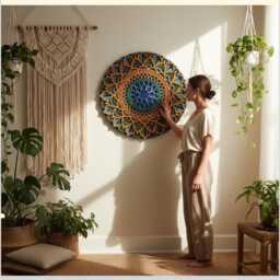 Colorful Multilayer Mandala Wall Art - Laser Cut Plywood - thumbnail 3