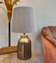 Grey French Drum Lampshade in Velvet - Choice Of Lining - thumbnail 1