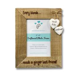 Every Blonde Needs A Ginger Best Friend - Personalised Driftwood Style Photo Frame 6x4 - thumbnail 1