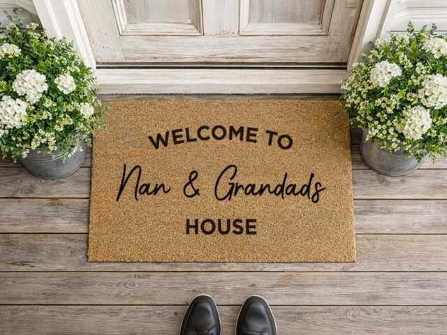 Nan Grandads Gift Idea - Custom Welcome Rug Modern Cursive Retired Home Sign - image 1