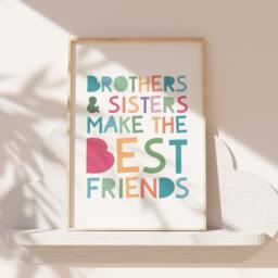 Set Of 3 Brother Sister Prints, Sibling Playroom, Wall Art, Big Sis, Lil Bro, Rainbow Bedroom Decor, Shared - thumbnail 2