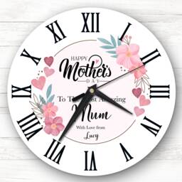 Pink Floral The Most Amazing Mum Mother's Day Gift Personalised Clock - thumbnail 1
