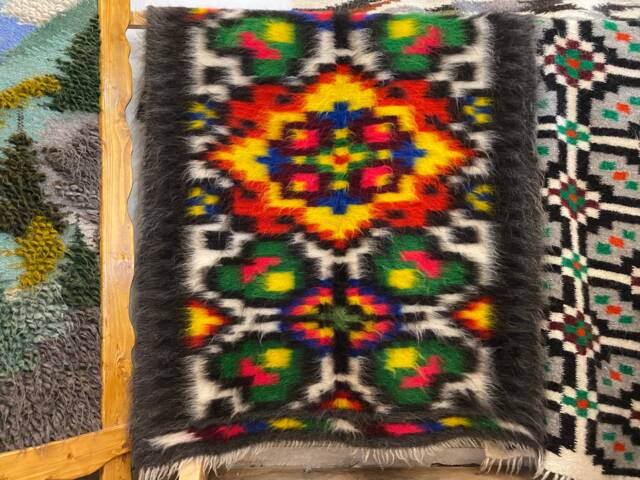 Hand Woven Wool Blanket Ukrainian Hutsul Rug, Carpathian Design - image 1