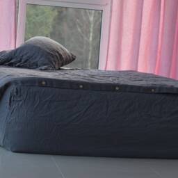 Duvet Cover Set & Pillow With Ruffle Graphite Color Stone Washed Seamless Full King Quilt Linen Duvet Cover Full - thumbnail 2