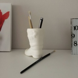 Ready To Ship, Ceramic Pencil Holder, Pen Storage, Christmas Boot, Decor, Office Desk Bisque, Christmas, Santa Boot - thumbnail 3
