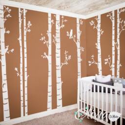 Set Of 9 Large White Tree Decal Huge Tree Wall Wall Art Tattoo Mural Stickers Decals Decor - Nt004 - thumbnail 1