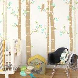 Set Of 9 Large White Tree Decal Huge Tree Wall Wall Art Tattoo Mural Stickers Decals Decor - Nt004 - thumbnail 2