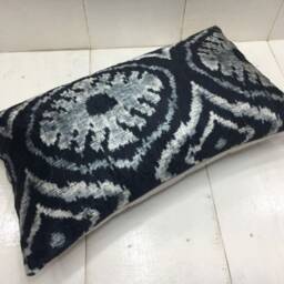 Handwoven Silk Ikat Pillow Cover 12x20 - Modern Accent Cushion - thumbnail 4