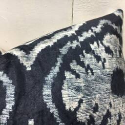 Handwoven Silk Ikat Pillow Cover 12x20 - Modern Accent Cushion - thumbnail 2