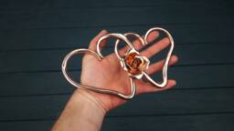 Copper Hearts, 7Th Anniversary For Woman, Copper Family Hearts , Sculpture, Him, Gifts, Weddind Gifts - thumbnail 1