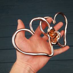 Copper Hearts, 7Th Anniversary For Woman, Copper Family Hearts , Sculpture, Him, Gifts, Weddind Gifts - thumbnail 2