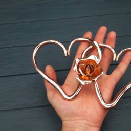 Copper Hearts, 7Th Anniversary For Woman, Copper Family Hearts , Sculpture, Him, Gifts, Weddind Gifts - thumbnail 4