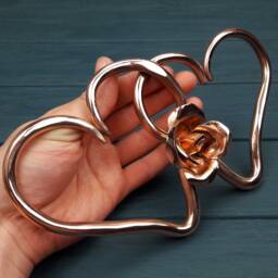 Copper Hearts, 7Th Anniversary For Woman, Copper Family Hearts , Sculpture, Him, Gifts, Weddind Gifts - thumbnail 3
