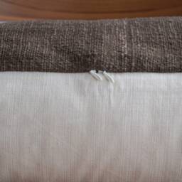 Handwoven Hemp Lumbar Pillow Cover Dark Brown Fringes, Boho Farmhouse Decor - thumbnail 3