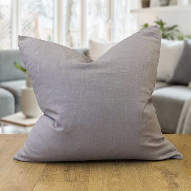100% Linen Extra-Large Cushion Cover. Plain Stone Grey Cover - Perfect For Modern & Minimalistic Styles. 23X23