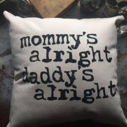 Mommy's Alright, Daddy's Alright - Cheap Trick Lyrics Hand Block Print Canvas Throw Pillow Set - thumbnail 2
