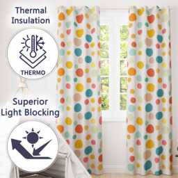 Abstract Colorful Polka Dot Minimal Pastel Shapes Seamless Pattern Readymade Eyelet Ring Top Thermal 100% Blackout Curtains - thumbnail 3