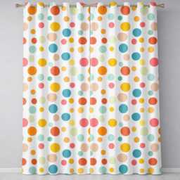 Abstract Colorful Polka Dot Minimal Pastel Shapes Seamless Pattern Readymade Eyelet Ring Top Thermal 100% Blackout Curtains - thumbnail 2
