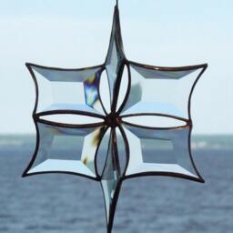 3D Clear Beveled Stained Glass Snowflake Flower Suncatcher With Copper Lines - Medium - thumbnail 4