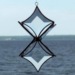 3D Clear Beveled Stained Glass Snowflake Flower Suncatcher With Copper Lines - Medium - thumbnail 3