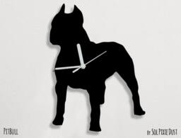 Pit Bull Dog 2 - Wall Clock Silhouette - thumbnail 1
