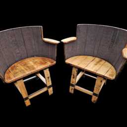 Oak Whiskey Barrel Armchair Duo Coffee Table - Rustic Lounge & Man Cave Set - thumbnail 2