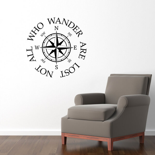 Not All Who Wander Are Lost Wall Decal - Compass Vinyl Sticker - image 1
