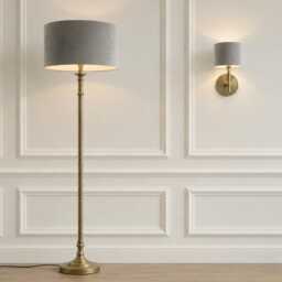 Grey Matt Velvet Drum Lampshade - Wall, Table, Floor Ceiling Lamp Custom Sizes & Lining Options Handmade Bespoke Grey Light Shade UK - thumbnail 3