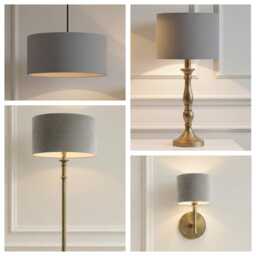 Grey Matt Velvet Drum Lampshade - Wall, Table, Floor Ceiling Lamp Custom Sizes & Lining Options Handmade Bespoke Grey Light Shade UK - thumbnail 1