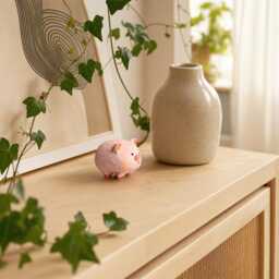 Personalised Wooden Pig Figure - Engraved Name New Baby Gift Christening Nursery Decor - thumbnail 2