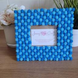 Wide Rectangular Blue Felt Ball Photo Frame 3 X 3.5 Inches - thumbnail 4
