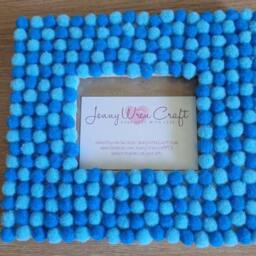 Wide Rectangular Blue Felt Ball Photo Frame 3 X 3.5 Inches - thumbnail 2