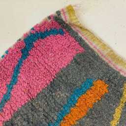 Handmade Boujad Rug Authentic Moroccan Wool Carpet, Abstract Multicolored Design - thumbnail 4