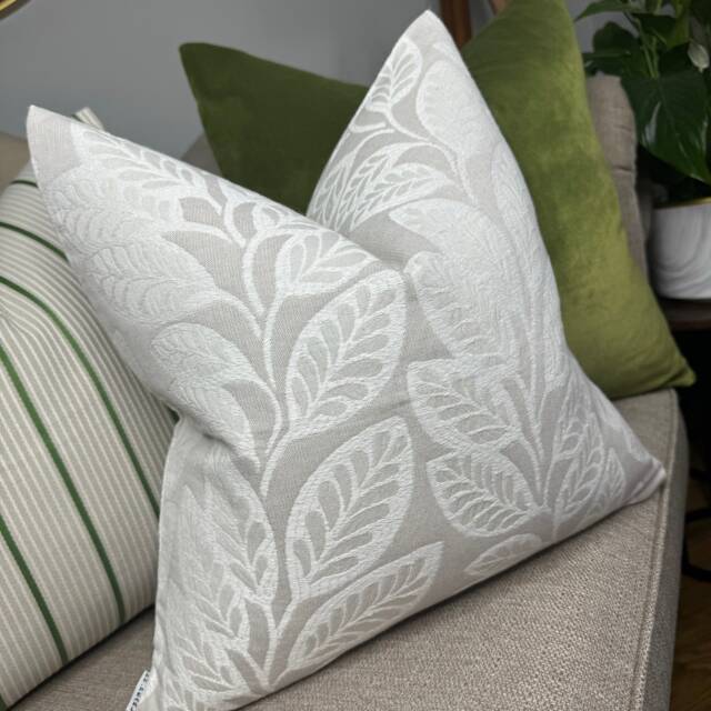 Natural Leaves Design Throw Pillow Cover, Decorative Handmade Accent Cushion Case For Sofa Couch Bedroom Home Decor , Beige 16 - image 1