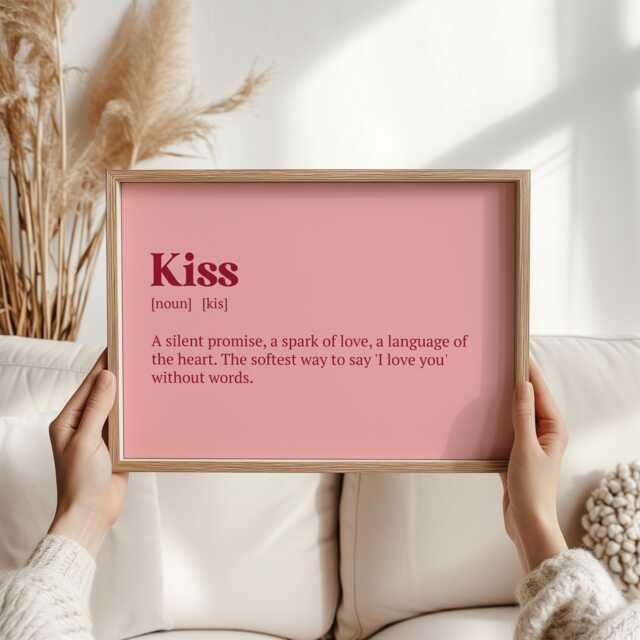 Kiss Definition Print - Love Quote Wall Art Romantic Decor Gift For Couples Bedroom Unique Her Valentine's Day - image 1