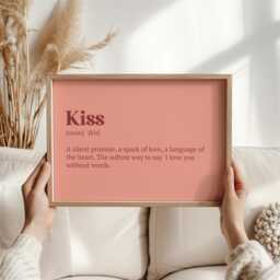 Kiss Definition Print - Love Quote Wall Art Romantic Decor Gift For Couples Bedroom Unique Her Valentine's Day - thumbnail 3