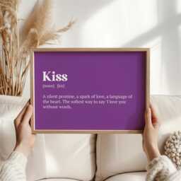 Kiss Definition Print - Love Quote Wall Art Romantic Decor Gift For Couples Bedroom Unique Her Valentine's Day - thumbnail 2
