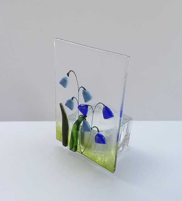 Fused Glass Bluebell Tealight Holder Handmade Candle Gift - image 1