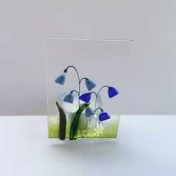 Fused Glass Bluebell Tealight Holder Handmade Candle Gift - thumbnail 2