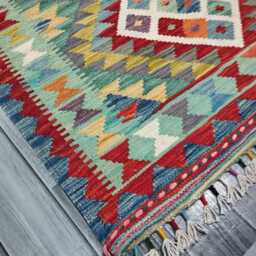 Kilim Rug Classic, Handmade Artisan Afghan Turkish Scandinavian Navajo Bohemian Wool Flatweave Multicolour 129x93 cm - thumbnail 3