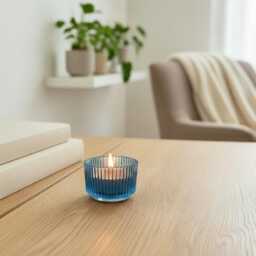 Hand Painted Blue Glass Tealight Candle Holder - thumbnail 3