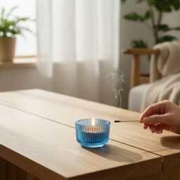 Hand Painted Blue Glass Tealight Candle Holder - thumbnail 2