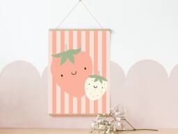 Cute Strawberry Fruit Print. Fun Wall Art Perfect For Boys Rooms, Girls A Playroom Or Nursery - Print Only - thumbnail 1