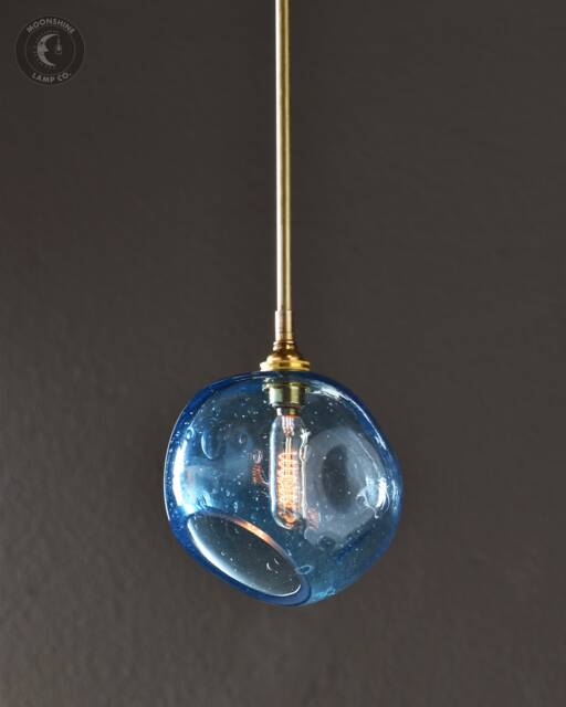 The Cambria Pendant Light - Colored Blown Glass Orb With Brass Hardware Unique Hancrafted Lighting - image 1